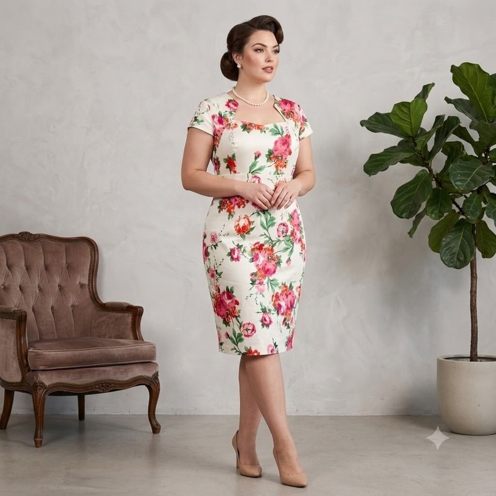 GRACE KARIN Womens Frida Kahlo Print Dress 2XL Pinup Retro Art To Wear Mob Wife